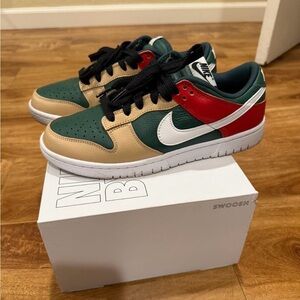 Nike Dunk Low Leather Sneaker - Green/Tan/Red/White/Black